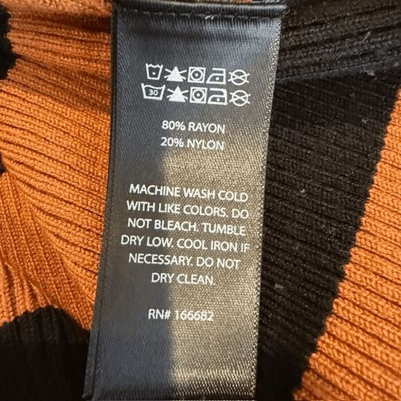 House of Harlow 1960 Rib Knit Striped Dress Strapless Black Tan Rust Size Small - Picture 4 of 7